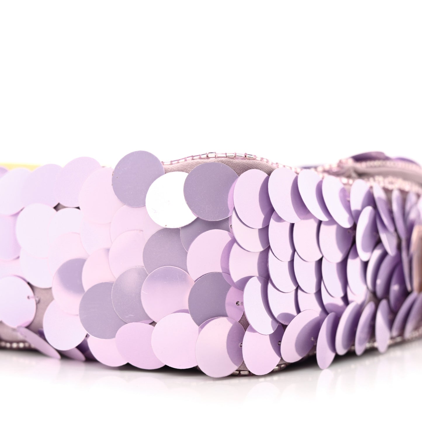Satin Sequin Paillettes Shiny Nappa Mini Baguette 1997 Lilla