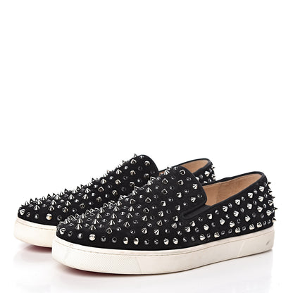 Christian Louboutin Veau Velours Studded Womens Slip On Sneakers 40.5 Black 3 of 18