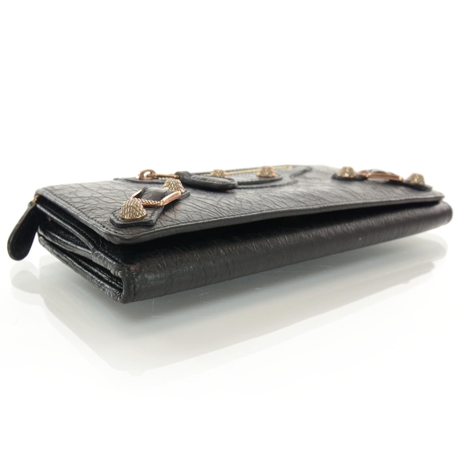 Balenciaga Agneau Giant 12 Rose Gold Hardware Money Wallet Black 4 of 7