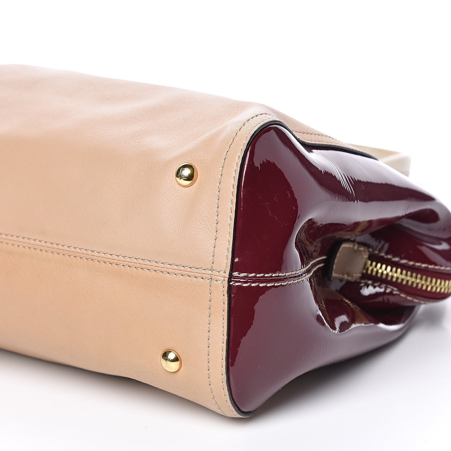 Fendi Calfskin Patent Small Chameleon Tote Cognac Bordeaux 9 of 12