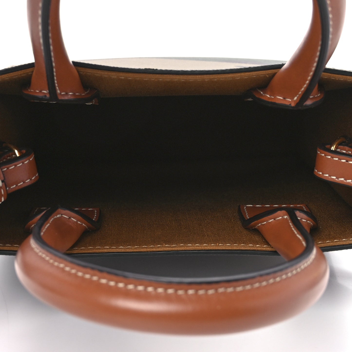 Canvas Calfskin Mini Vertical Cabas Khaki