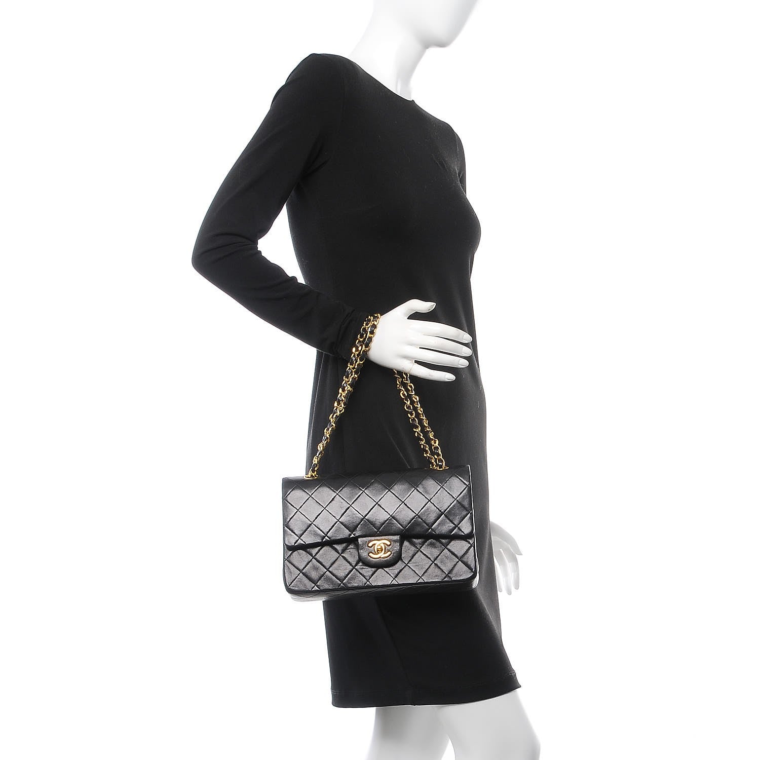 Chanel Lambskin Quilted Medium Double Flap Black 2 of 10