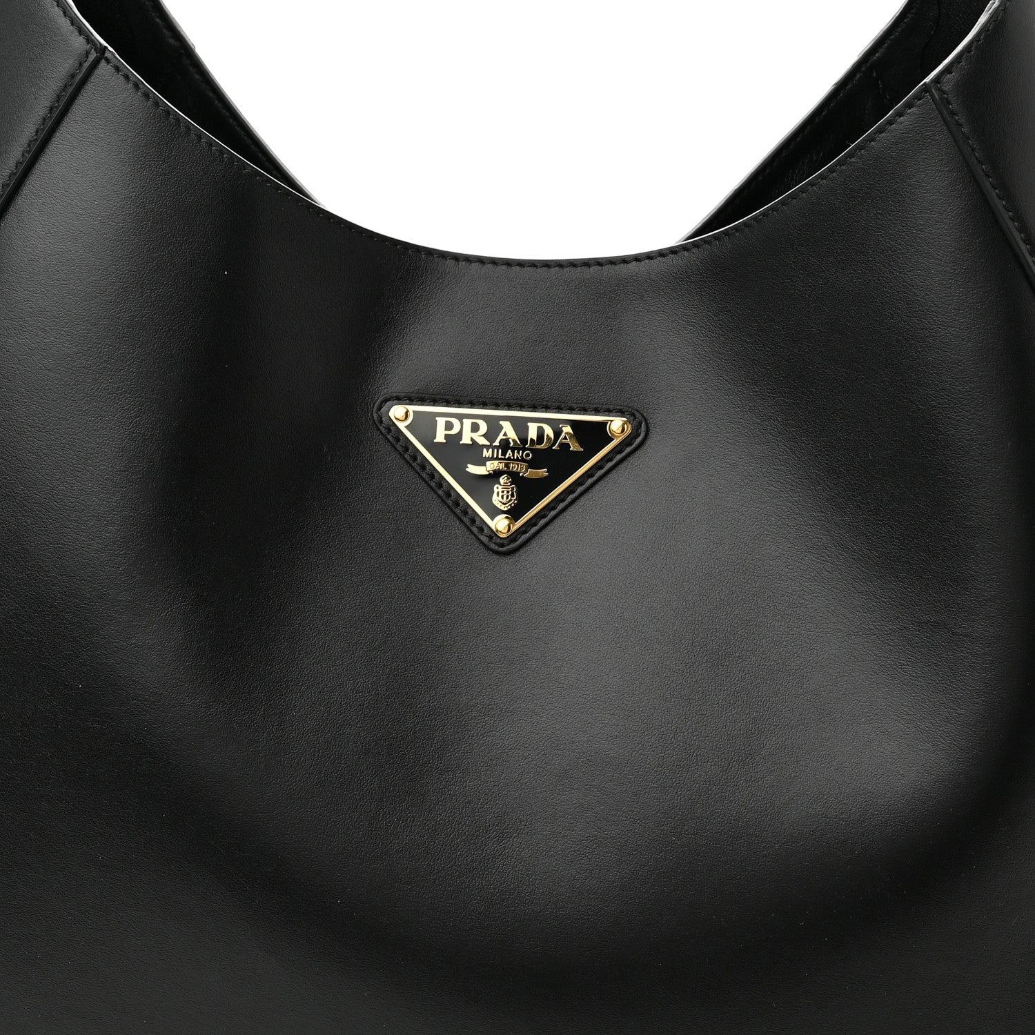 Prada City Calfskin Triangle Large Hobo Shoulder Bag Black 8 of 10
