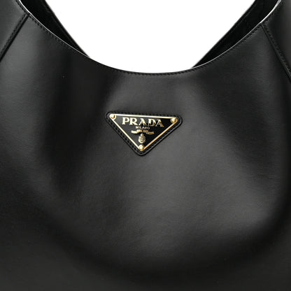 Prada City Calfskin Triangle Large Hobo Shoulder Bag Black 8 of 10