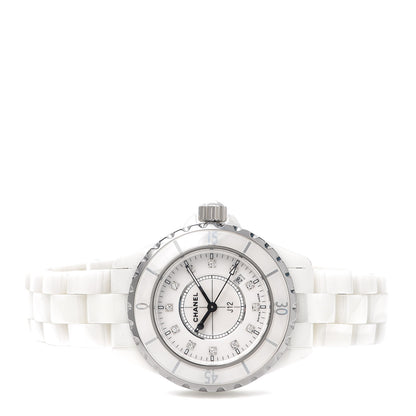 Chanel Stainless Steel Ceramic Diamond 33mm J12 Quartz Watch White 2 of 5