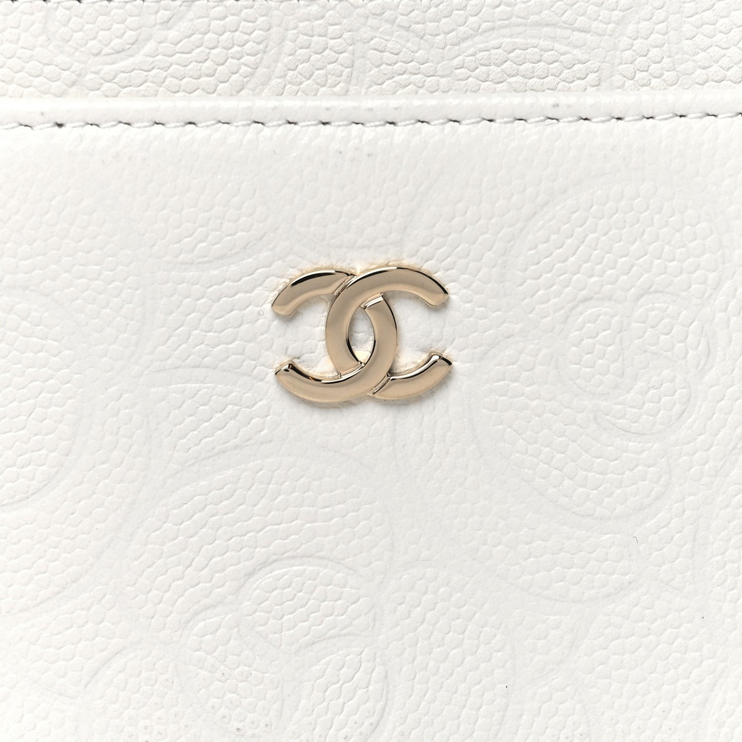 Caviar Camellia Embossed Card Holder White