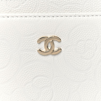 Chanel Caviar Camellia Embossed Card Holder White 9 of 10