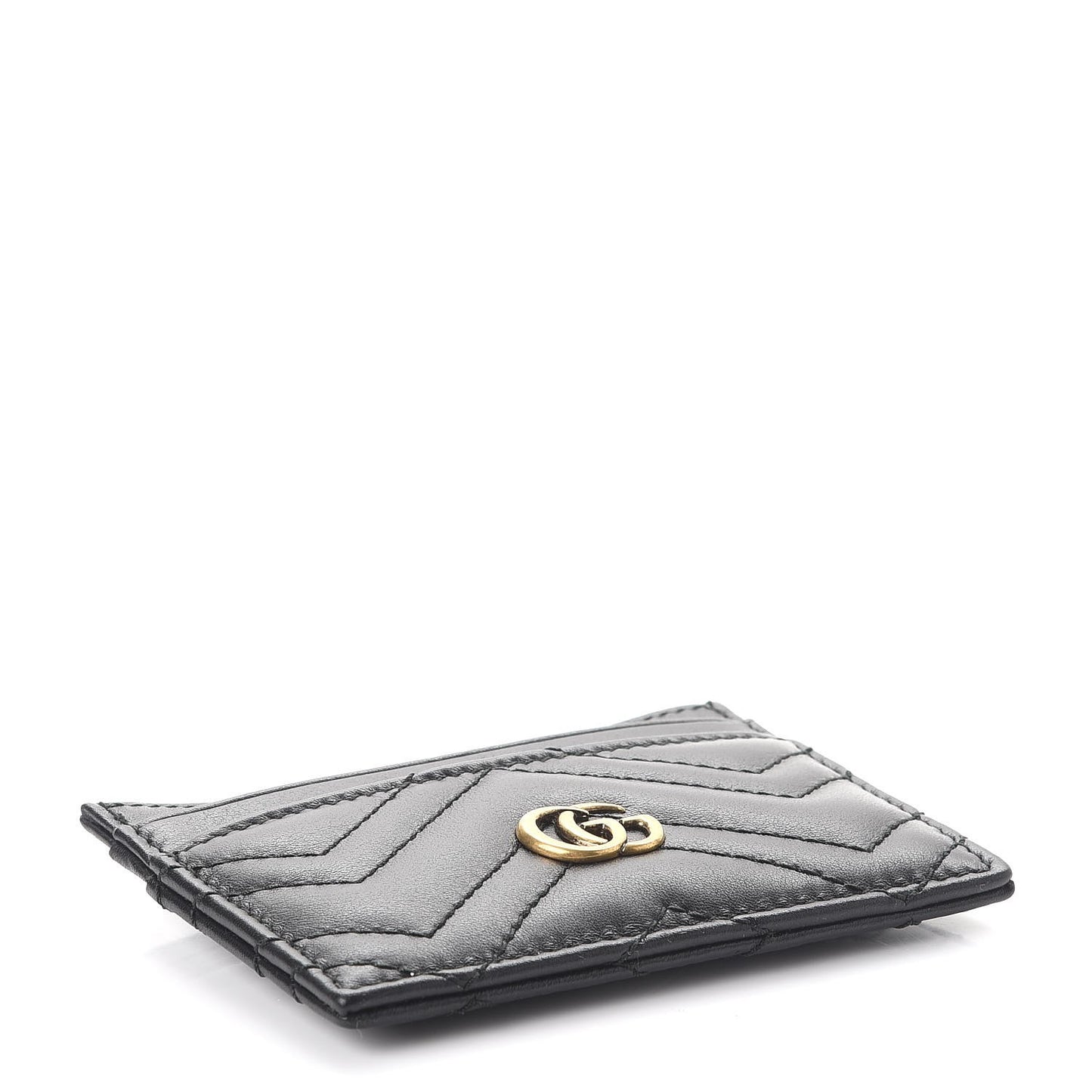 Calfskin Matelasse GG Marmont Card Holder Black
