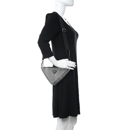 Prada Satin Crystal Triangle Shoulder Bag Cristal 2 of 9