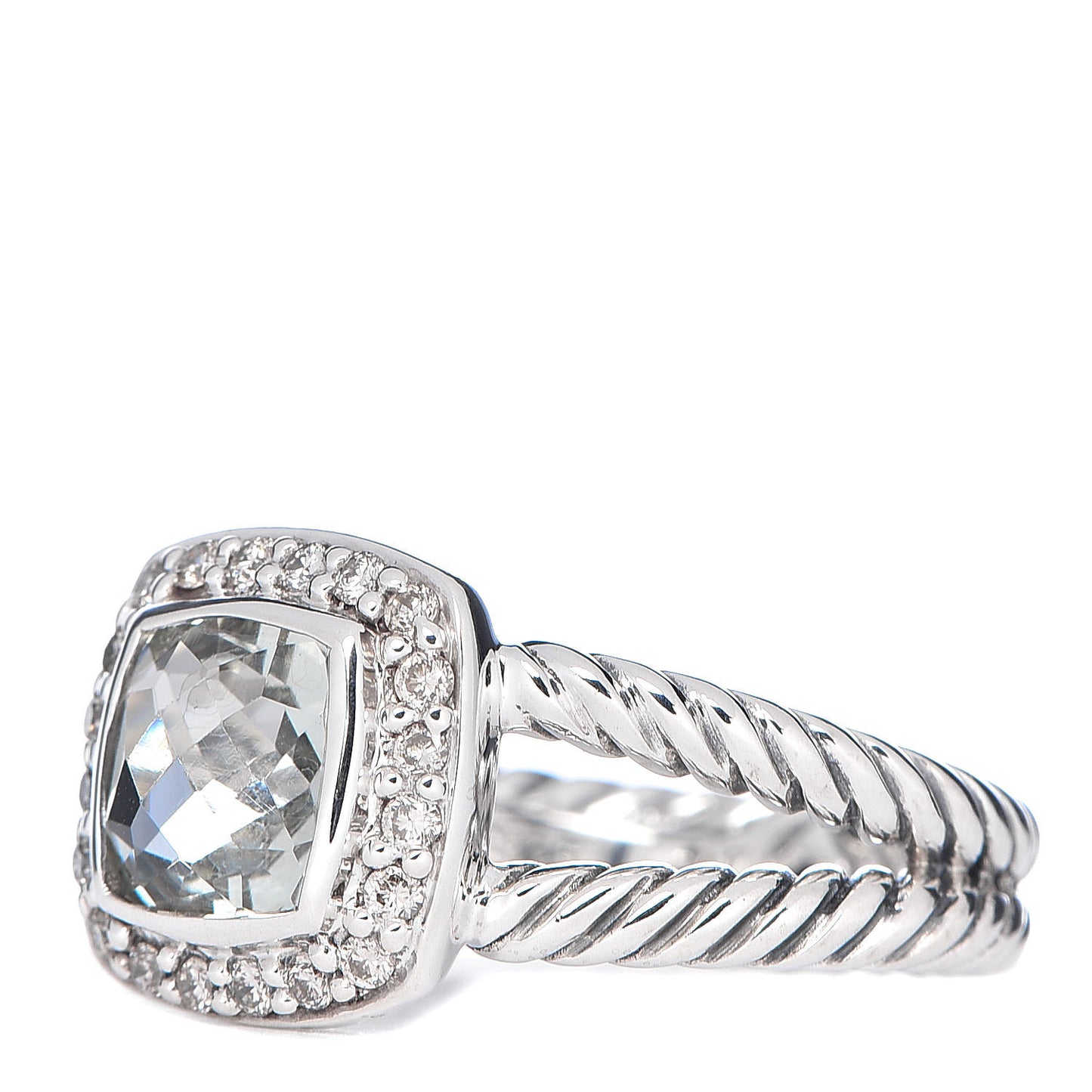 Sterling Silver Diamond Prasiolite 7mm Petite Albion Ring 52 6