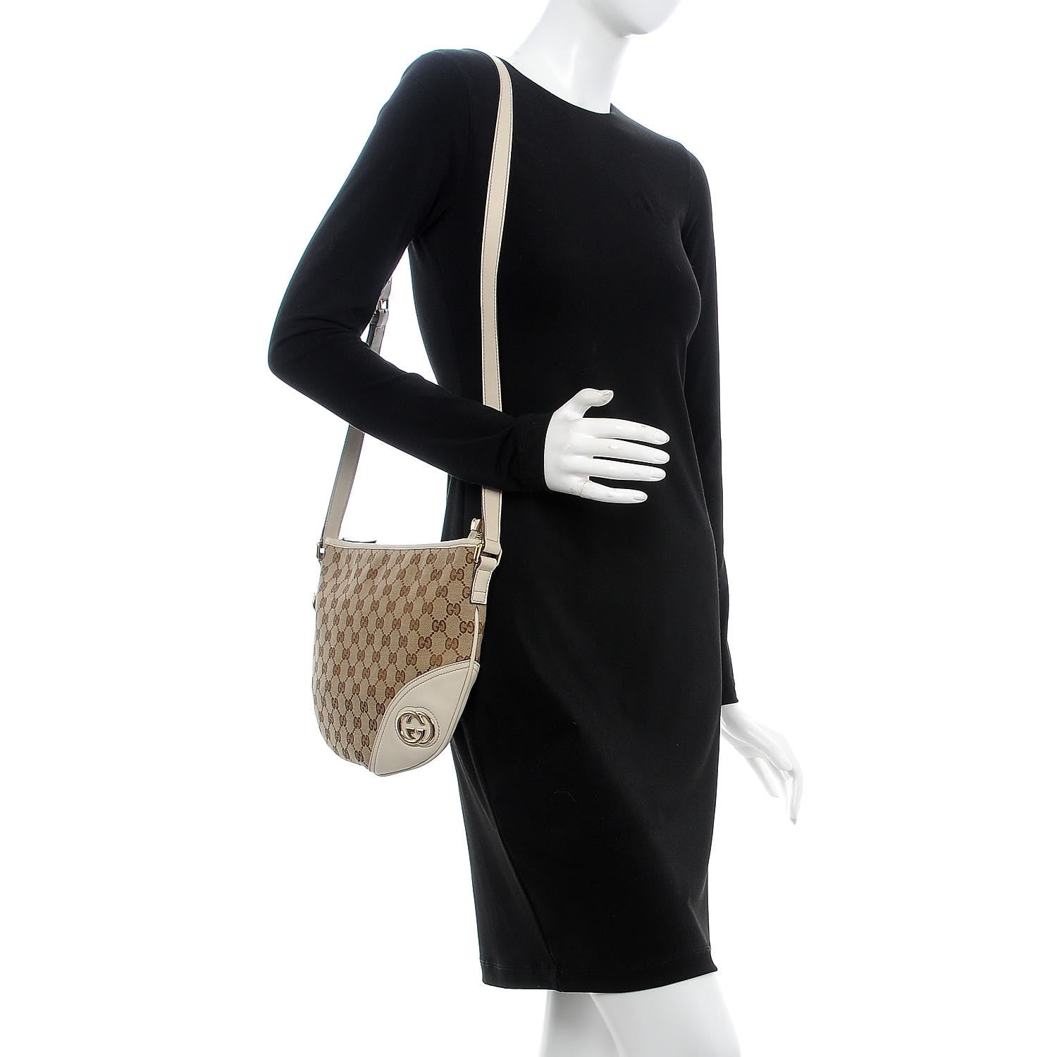 Gucci Monogram Medium New Britt Half Moon Hobo White 2 of 8