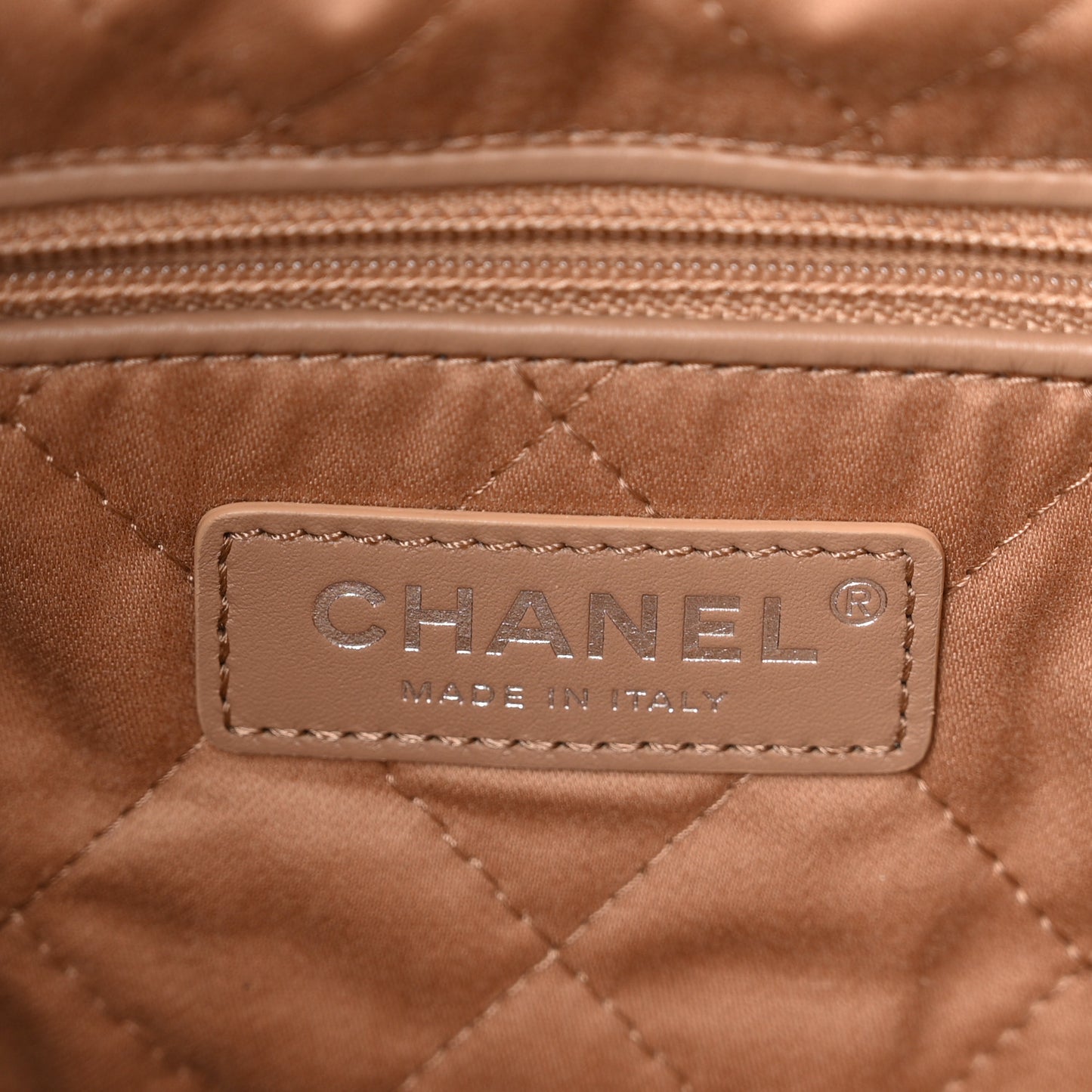 Shiny Calfskin Quilted Small Chanel 22 Beige