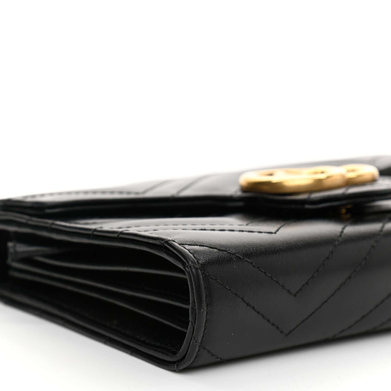 Gucci Calfskin Matelasse GG Marmont Chain Wallet Black 8 of 10