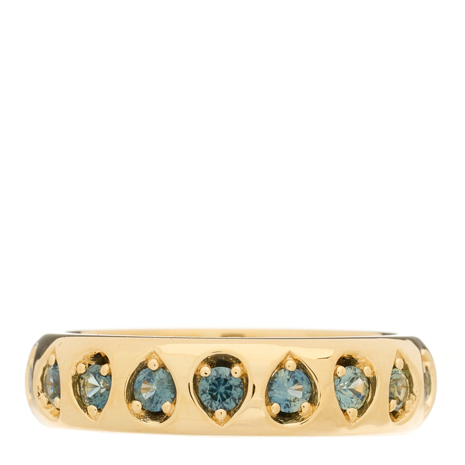 Foundrae 18K Yellow Gold Blue Sapphire Forever and Always a Pair Love Band Ring 58 8.5 4 of 5