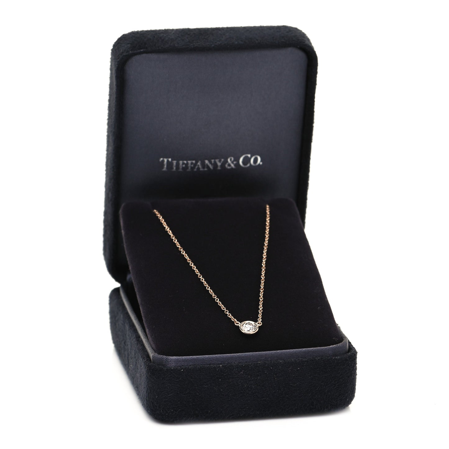 18K Rose Gold Diamond .25ct Elsa Peretti Diamonds by the Yard Pendant Necklace