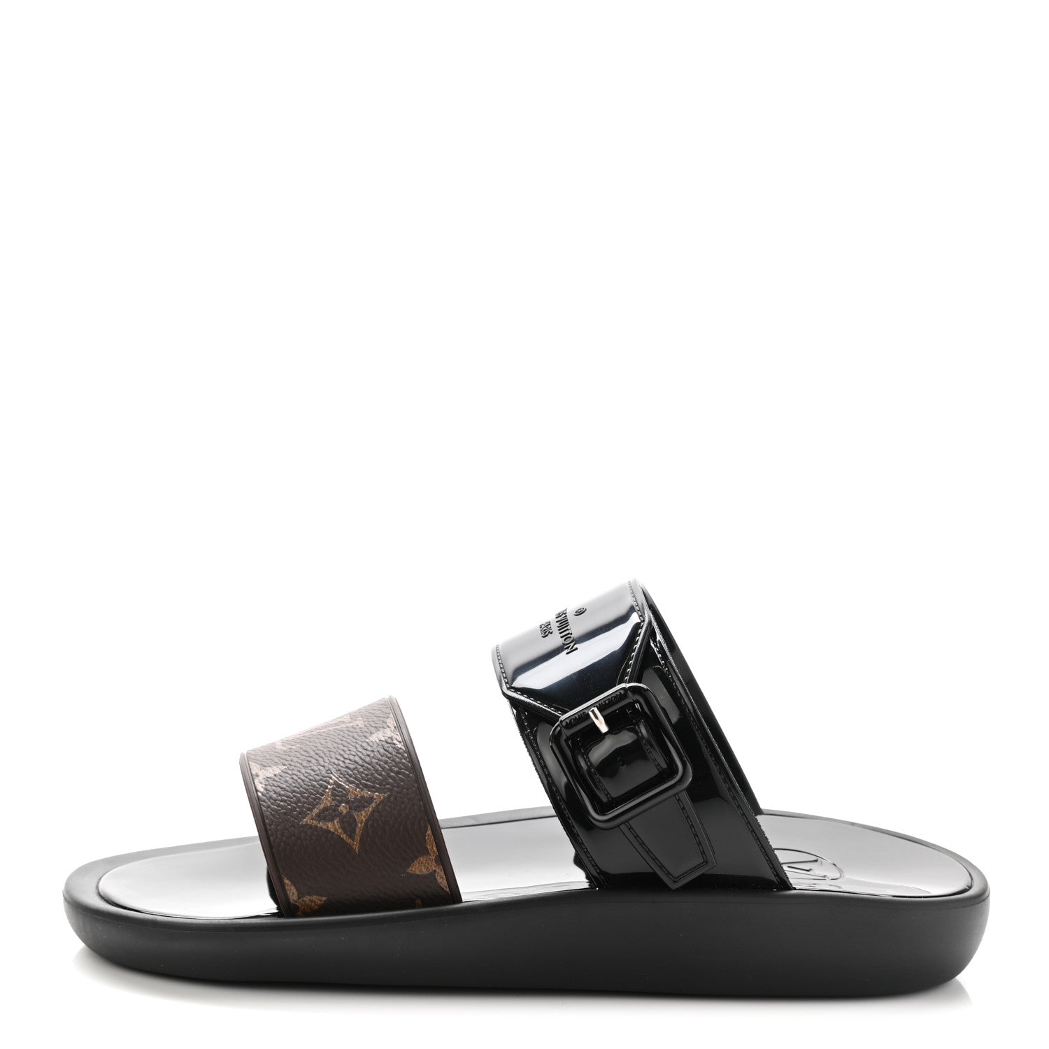 Louis Vuitton Monogram Sunbath Flat Mule Sandals 37 Black 1 of 8