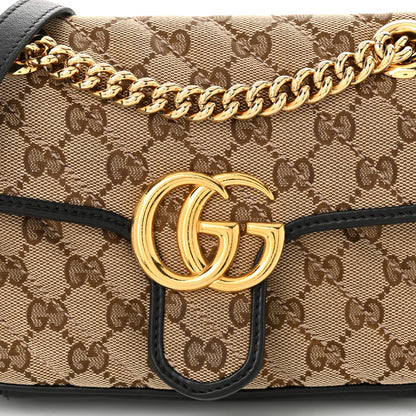 Gucci Monogram Matelasse Diagonal Mini GG Marmont Shoulder Bag Beige Black 8 of 10