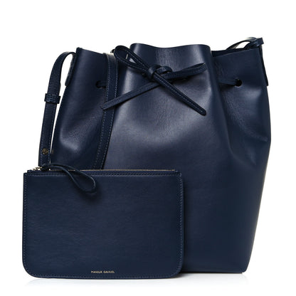 Mansur Gavriel Vegetable Tanned Calfskin Bucket Bag Navy Blue 1 of 15