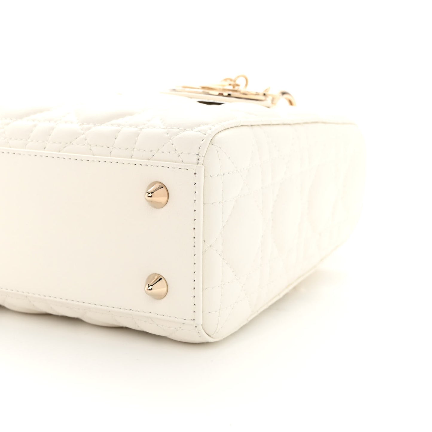 CHRISTIAN DIOR Lambskin Cannage Small My ABCDior Lady Dior White