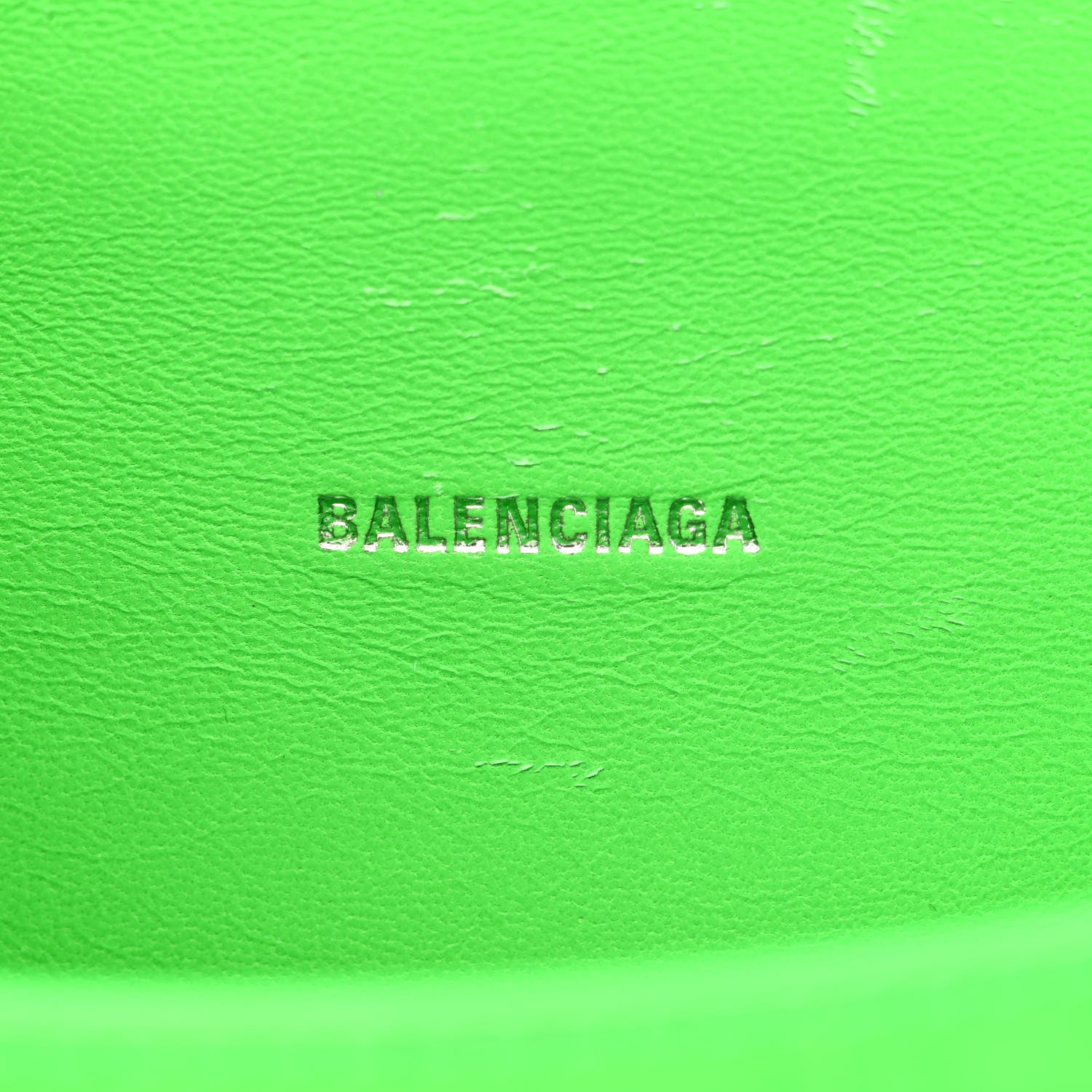 Balenciaga Shiny Calfskin Strass Crocodile Embossed Hourglass Top Handle Bag XS Fluo Green 6 of 12