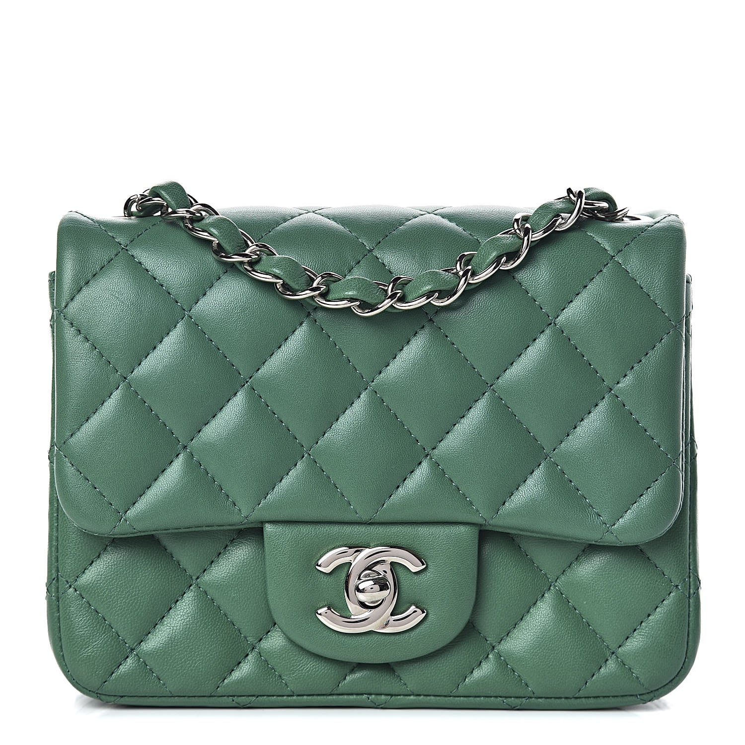 Chanel Lambskin Quilted Mini Square Flap Green 1 of 9