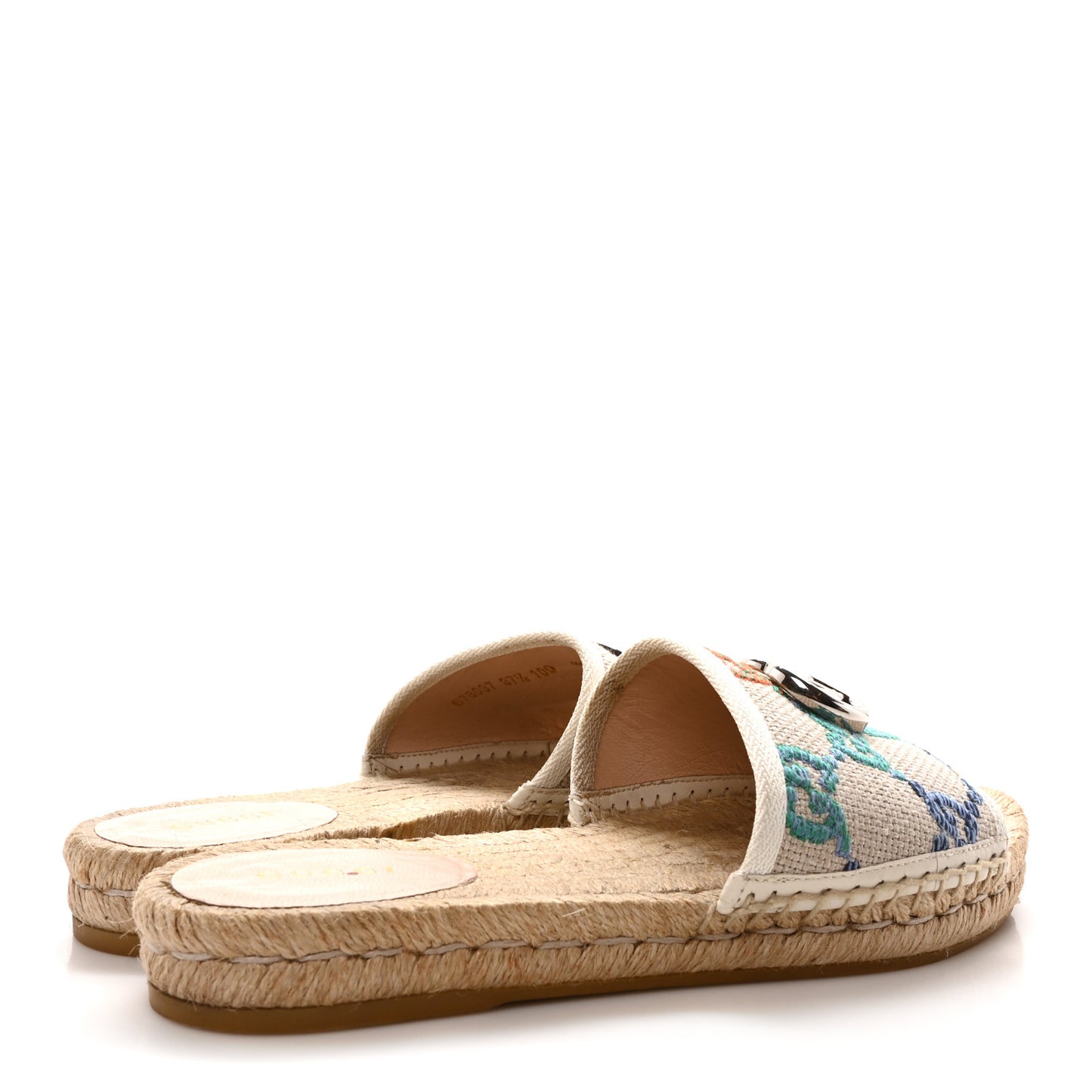 Linen Psychedelic Mini GG Espadrille Slide Sandals 37.5 Multicolor