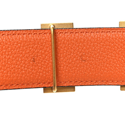 Hermes Box Togo 32mm H Belt 80 32 Black Orange 7 of 7
