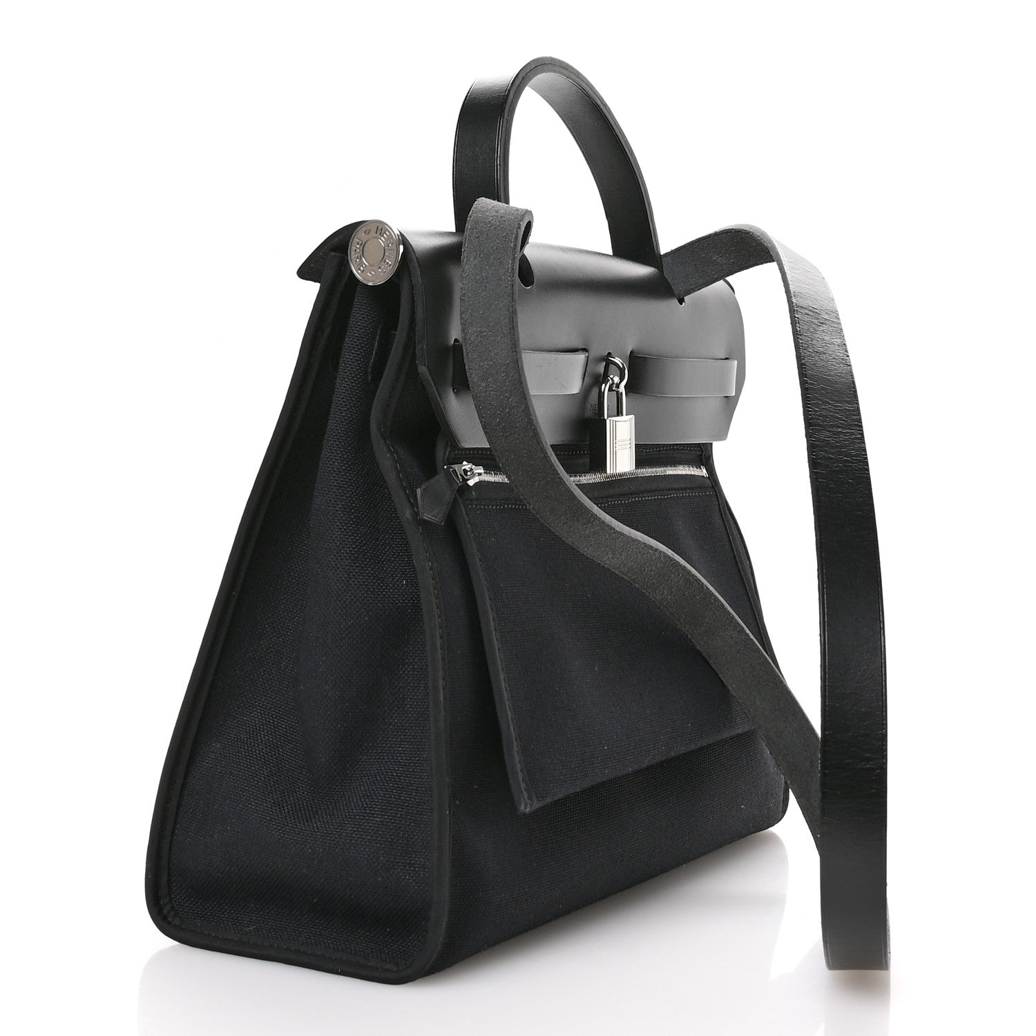 Hermes Military Toile Vache Hunter Herbag Zip PM 31 Black 4 of 12