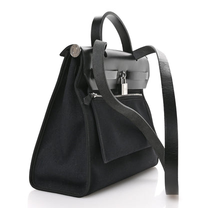Hermes Military Toile Vache Hunter Herbag Zip PM 31 Black 4 of 12