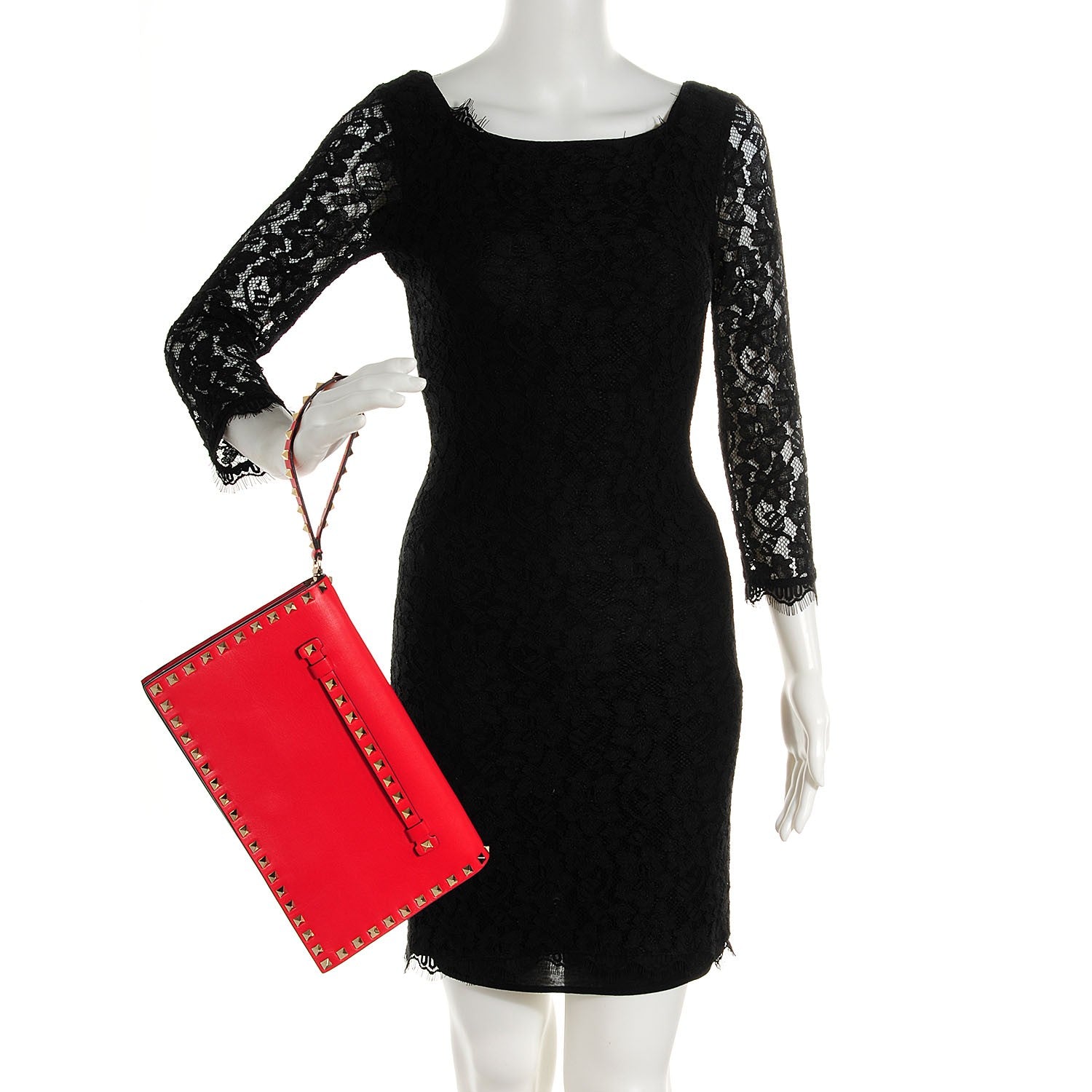 Valentino Garavani Nappa Leather Rockstud Clutch Deep Orange 2 of 8