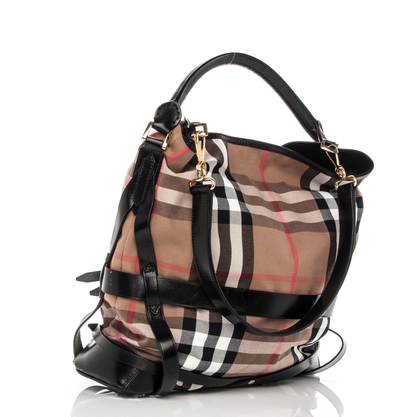 House Check Bridle Calfskin Medium Gosford Hobo Black
