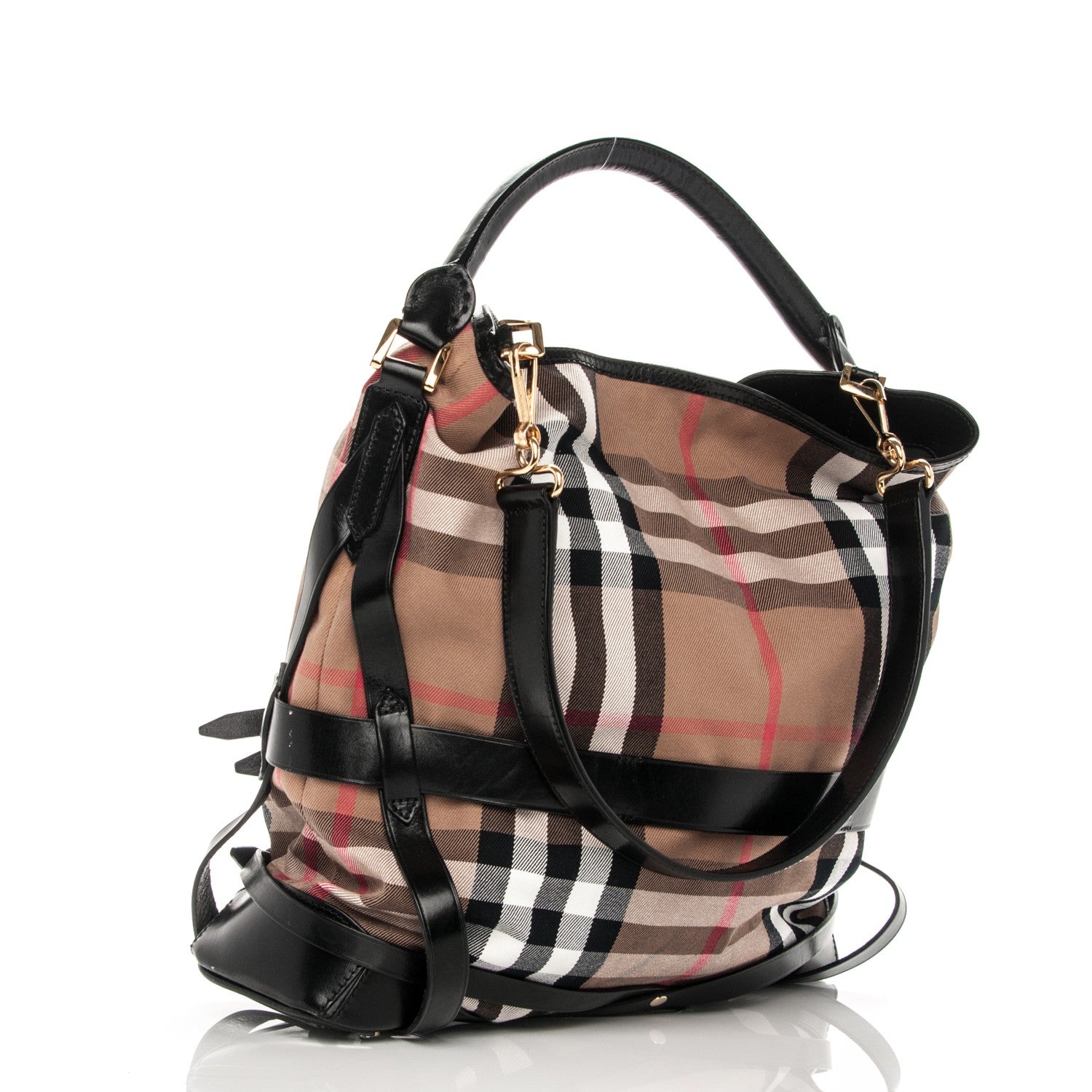 Burberry House Check Bridle Calfskin Medium Gosford Hobo Black 3 of 8