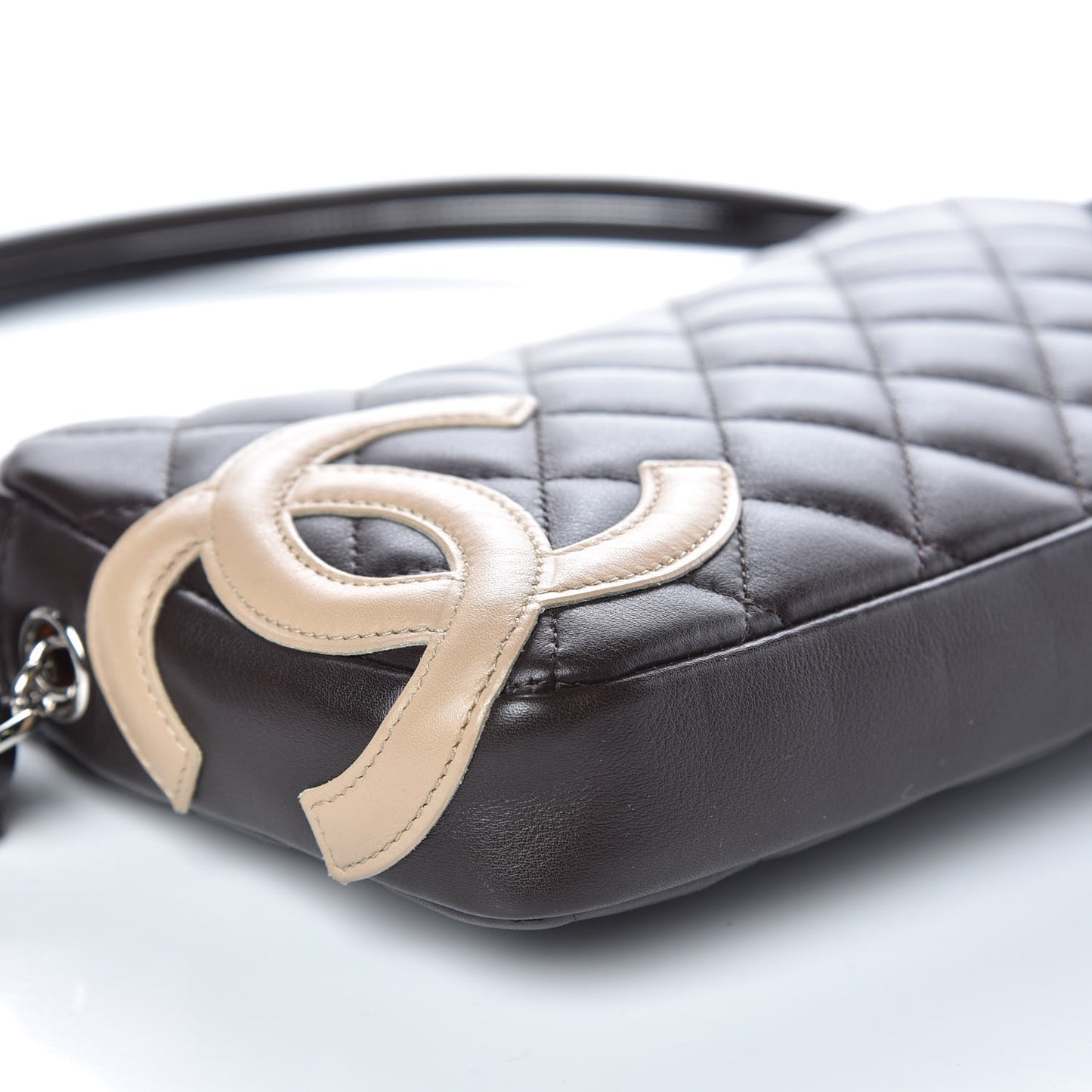 Calfskin Quilted Cambon Pochette Brown Beige