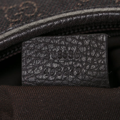 Gucci Denim Monogram Abbey D Ring Hobo Brown 7 of 9