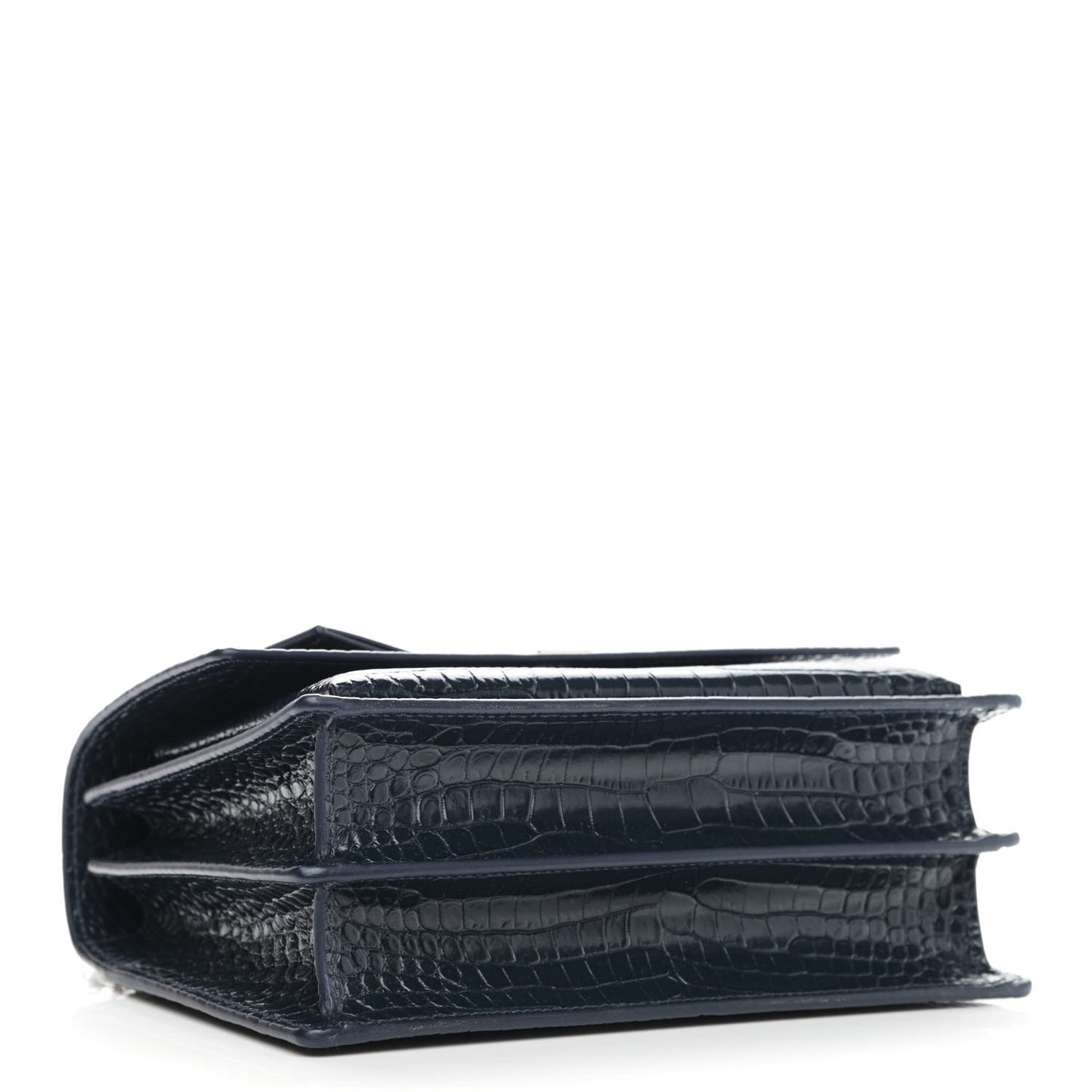 Calfskin Crocodile Embossed Medium Monogram Sunset Navy