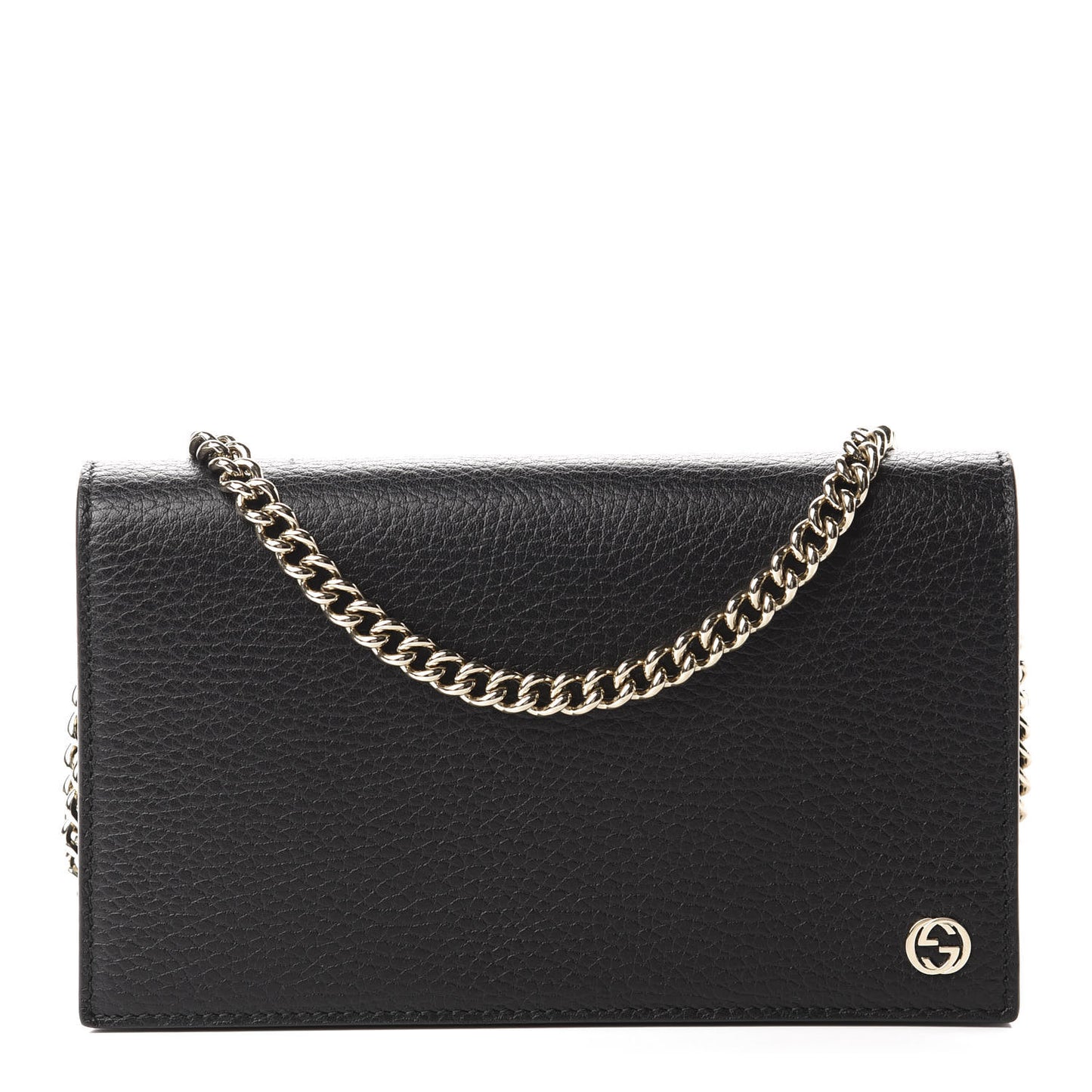 Dollar Calfskin Medium Betty Chain Wallet Black
