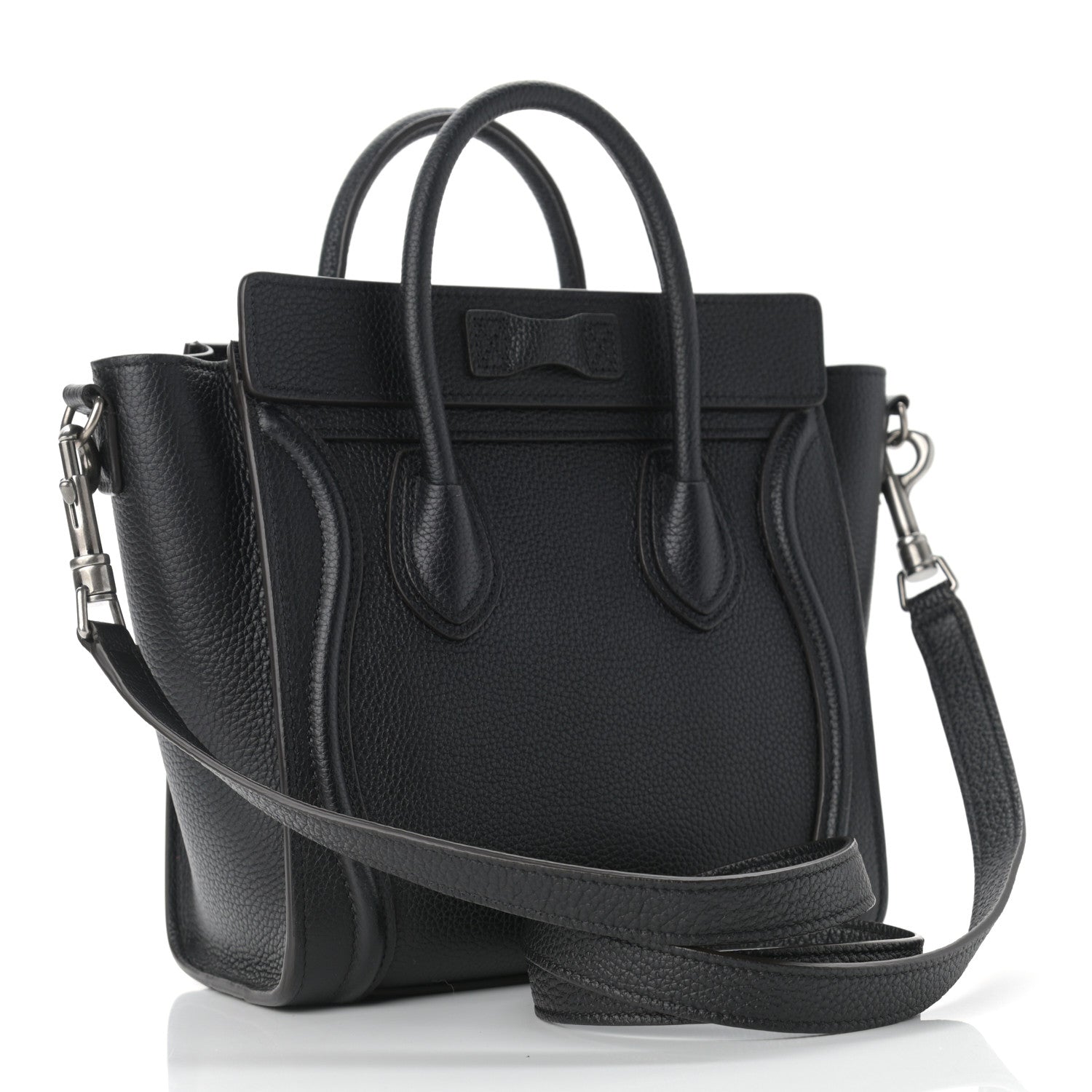 Celine Drummed Calfskin Nano Luggage Black 3 of 10
