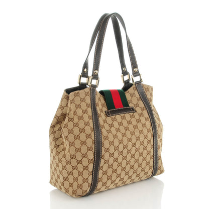 Gucci Monogram New Ladies Web Tote Dark Brown 3 of 7