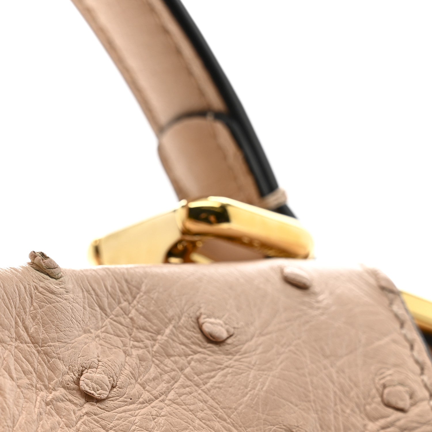 Fendi Ostrich Shiny Nappa Mini Peekaboo Iconic Satchel Poudre 11 of 19