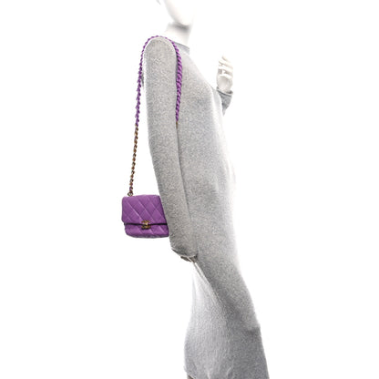 Chanel Lambskin Quilted Mini Lacquered Chain Flap Purple 2 of 10