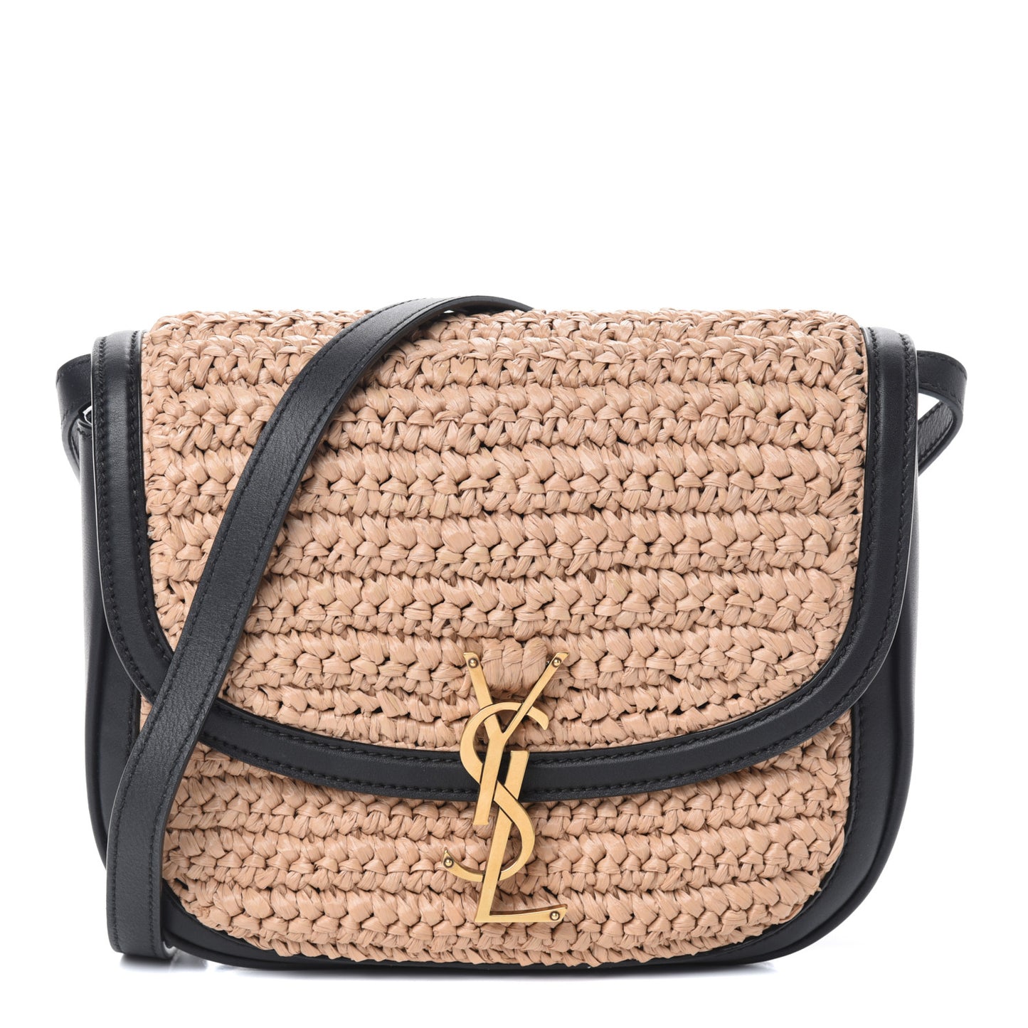 Woven Raffia Monogram Kaia Satchel Tan