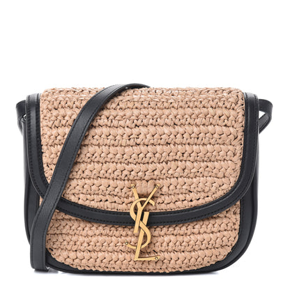 Saint Laurent Woven Raffia Monogram Kaia Satchel Tan 1 of 9