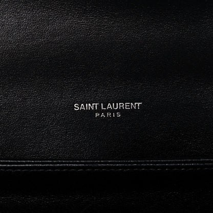 Saint Laurent Calfskin Crocodile Embossed Medium Babylone Black 5 of 13