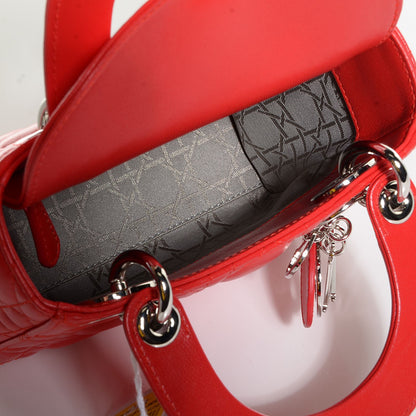 Christian Dior Lambskin Cannage Mini Lady Dior Vermillion 5 of 9