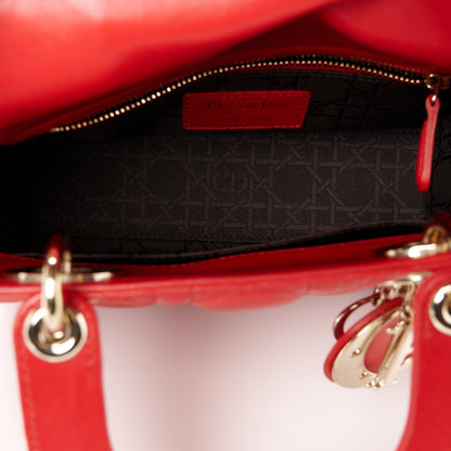 Christian Dior Lambskin Cannage Small Lucky Badges My Lady Dior Red 5 of 10