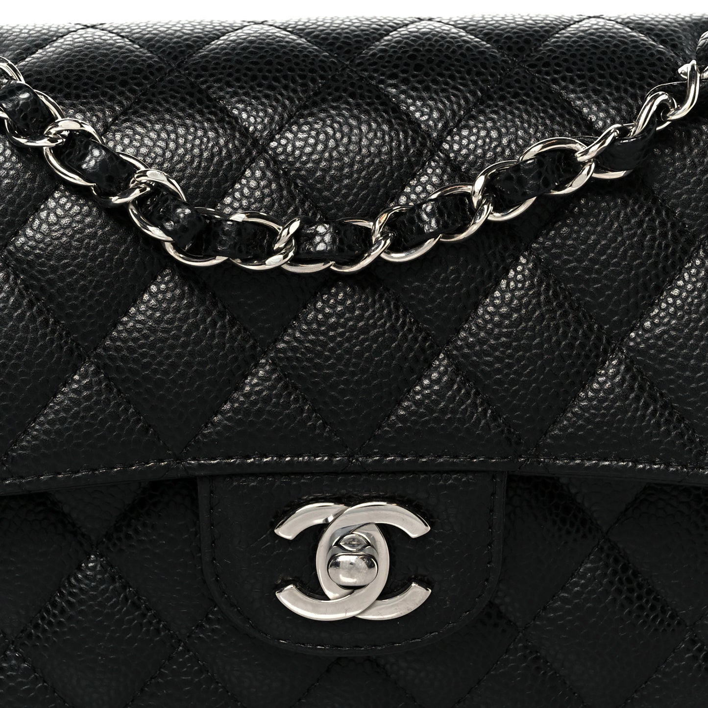 Caviar Quilted Small Double Flap Black