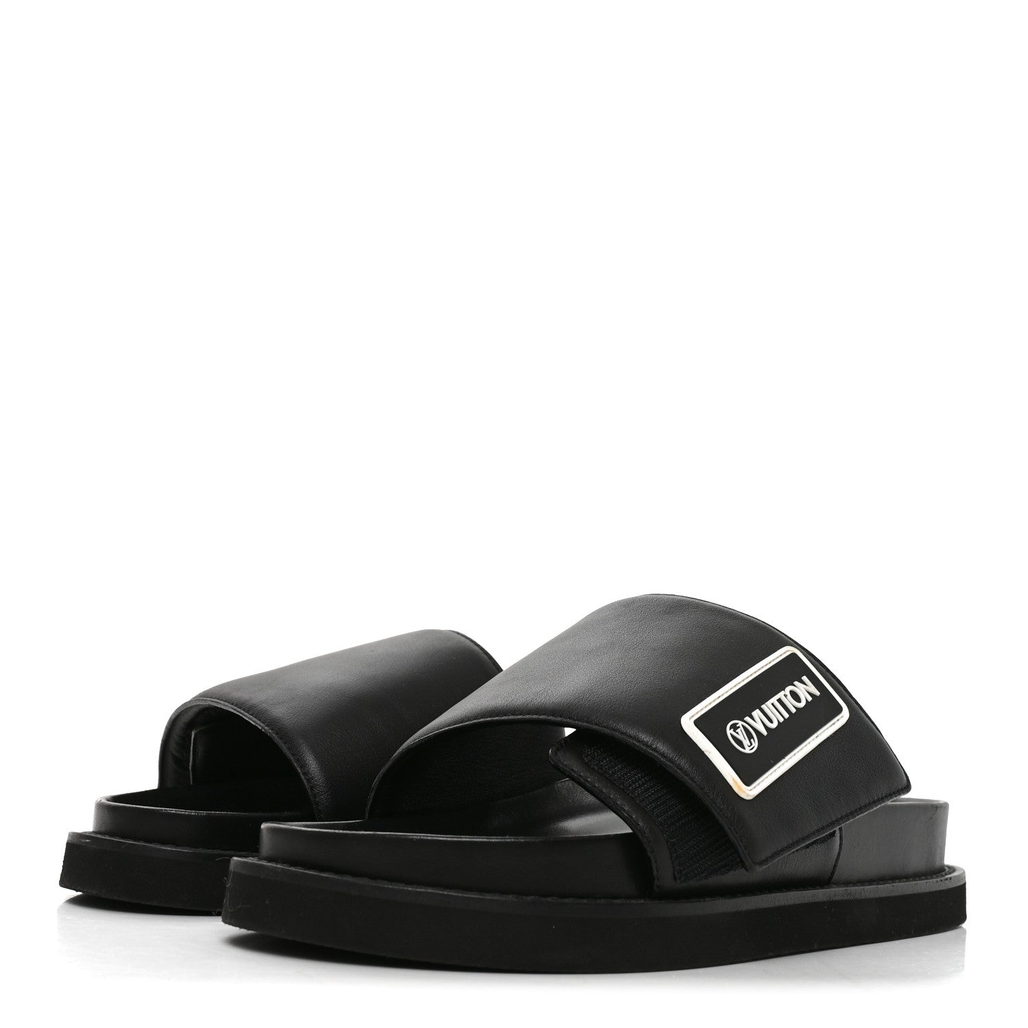 Louis Vuitton Calfskin Womens Pool Pillow Sunset Mules 40 Black 3 of 7