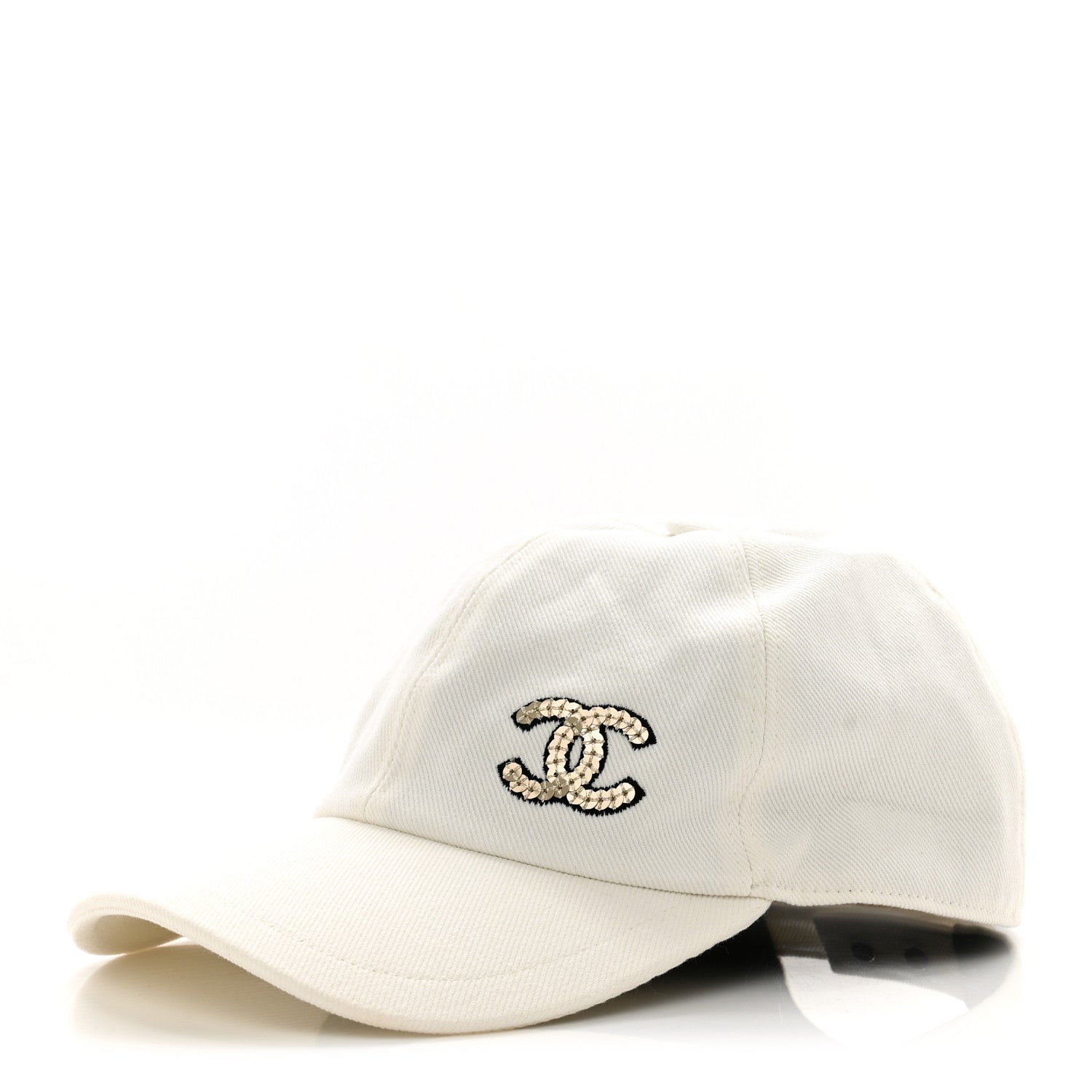 Chanel Cotton Sequin CC Cap Hat Ivory 1 of 8