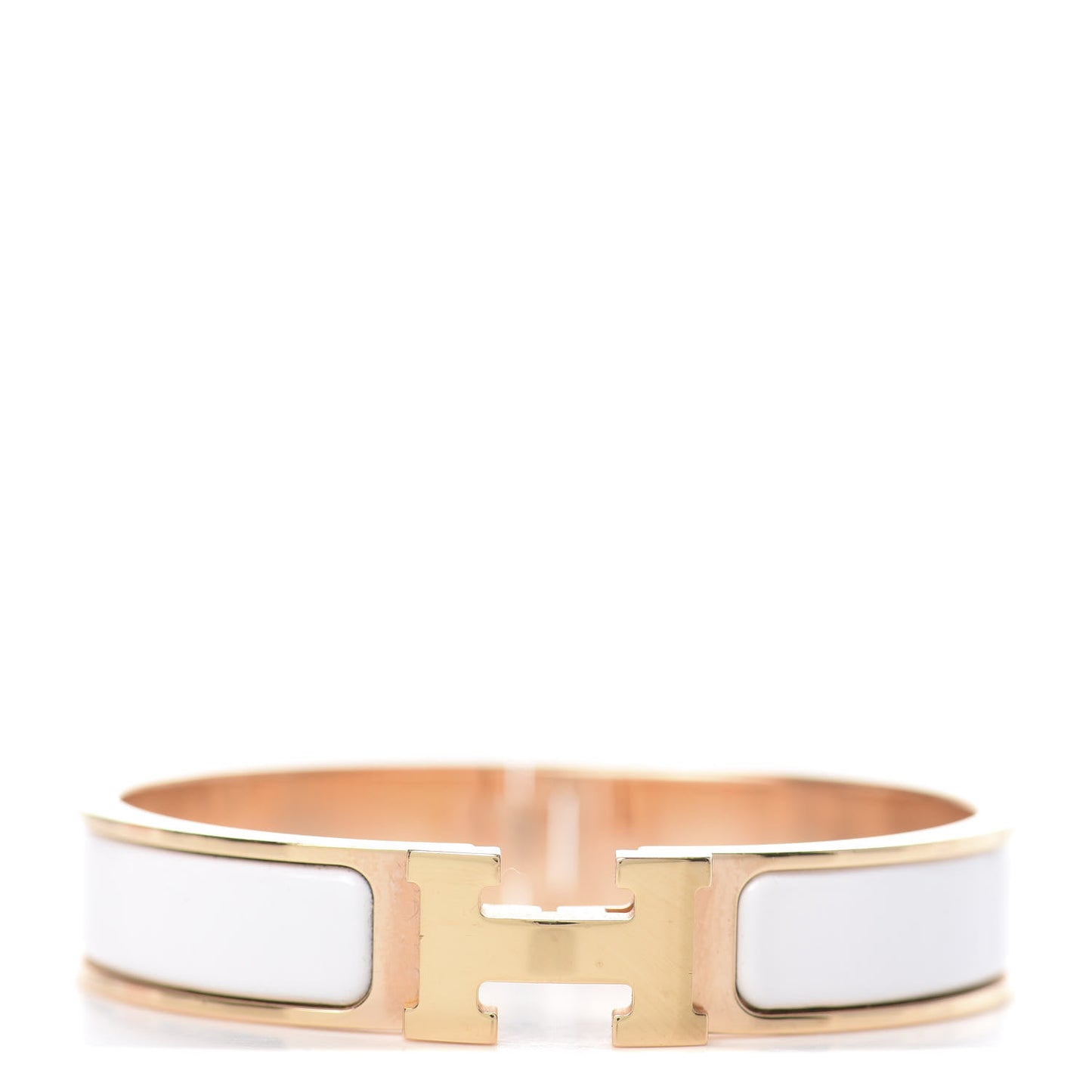 Enamel Narrow Clic Clac H Bracelet PM White