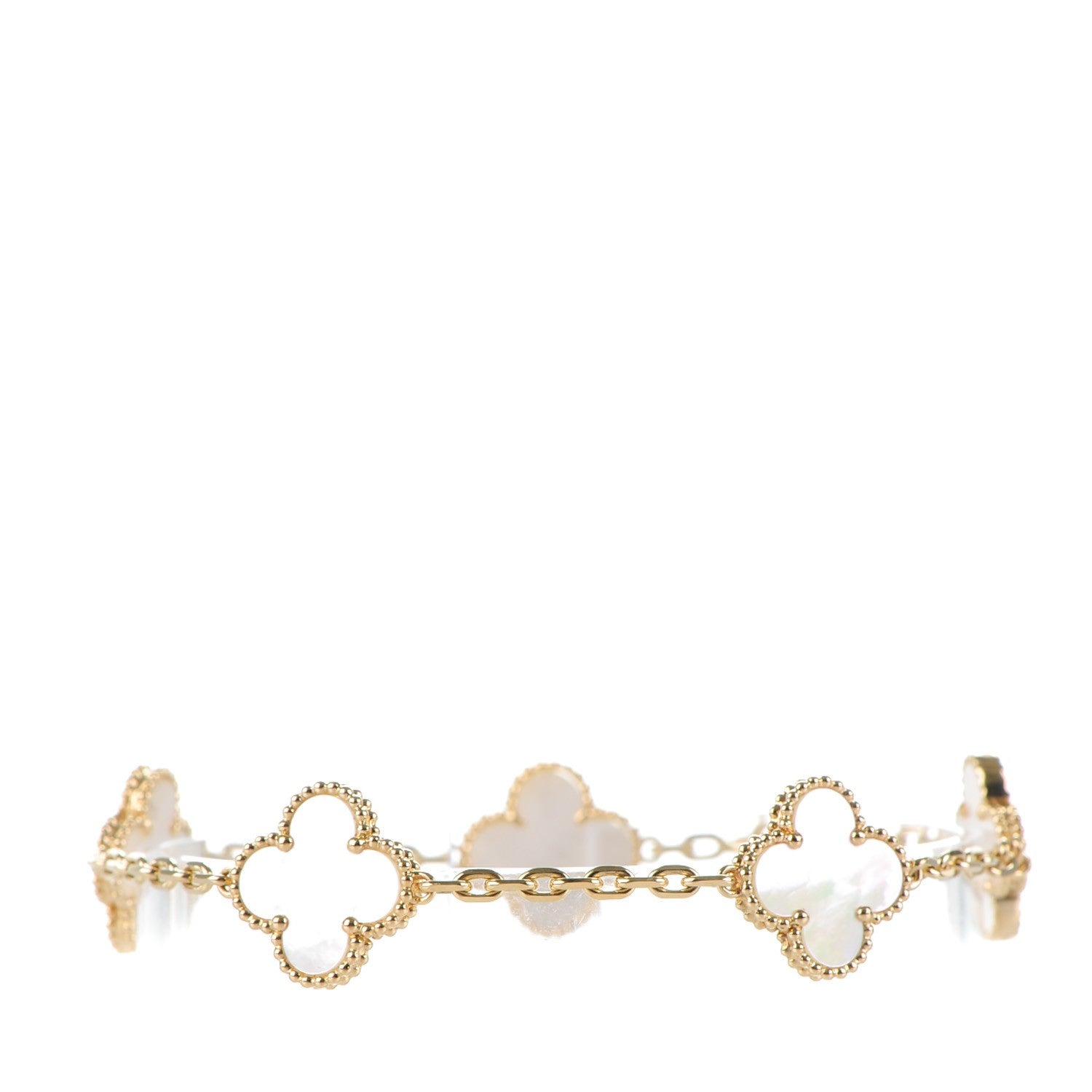 Van Cleef & Arpels 18K Yellow Gold Mother of Pearl 5 Motifs Vintage Alhambra Bracelet 1 of 4